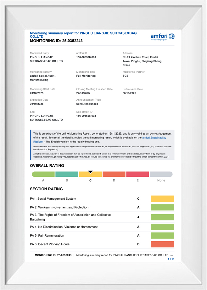 Pinghu Liangjie suitcase & bag Co., Ltd.